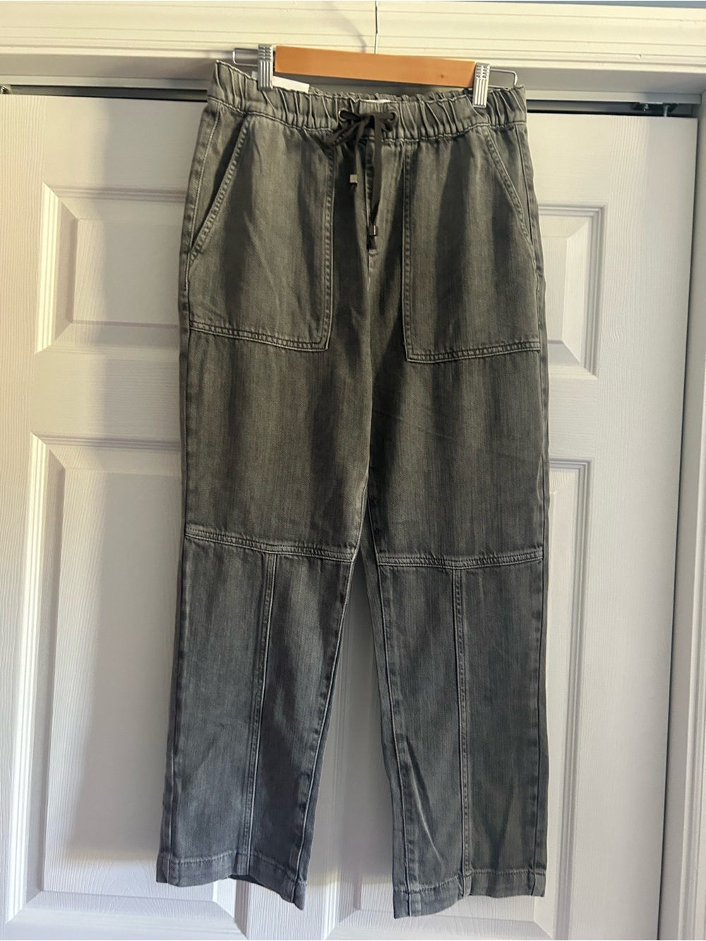 Women's Gray Denim Drawstring Joggers